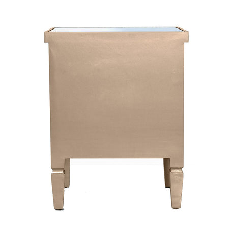 Vista 2 Drawer Dark Champagne Wood &amp; Mirror Bedside Cabinet