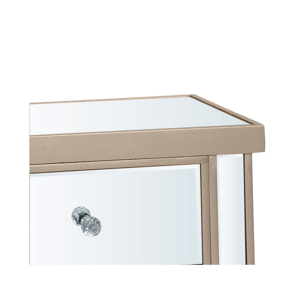 Vista 2 Drawer Dark Champagne Wood &amp; Mirror Bedside Cabinet