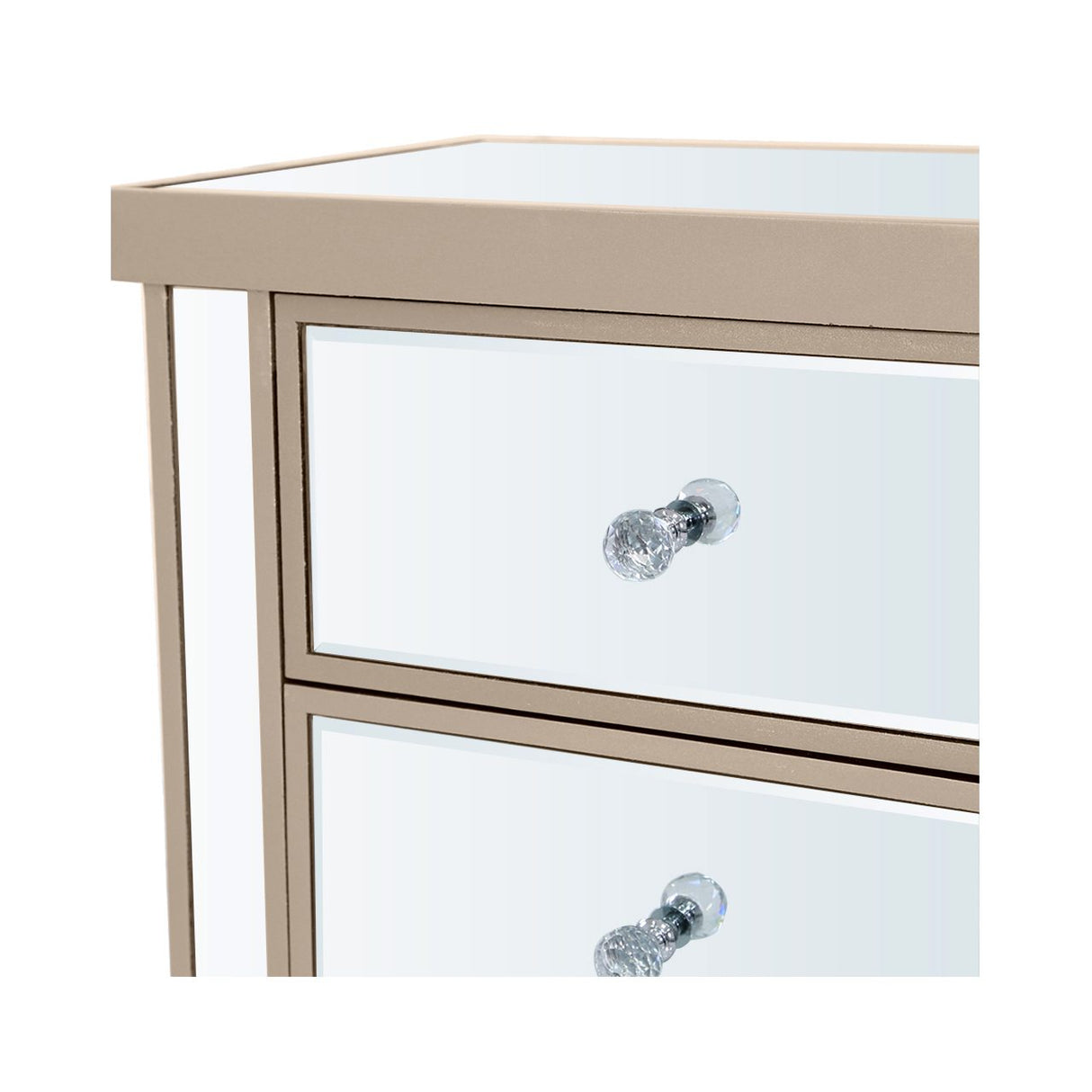 Vista 2 Drawer Dark Champagne Wood &amp; Mirror Bedside Cabinet