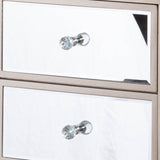 Vista 2 Drawer Dark Champagne Wood &amp; Mirror Bedside Cabinet