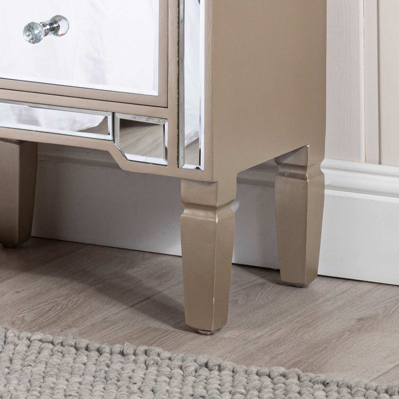 Vista 2 Drawer Dark Champagne Wood &amp; Mirror Bedside Cabinet