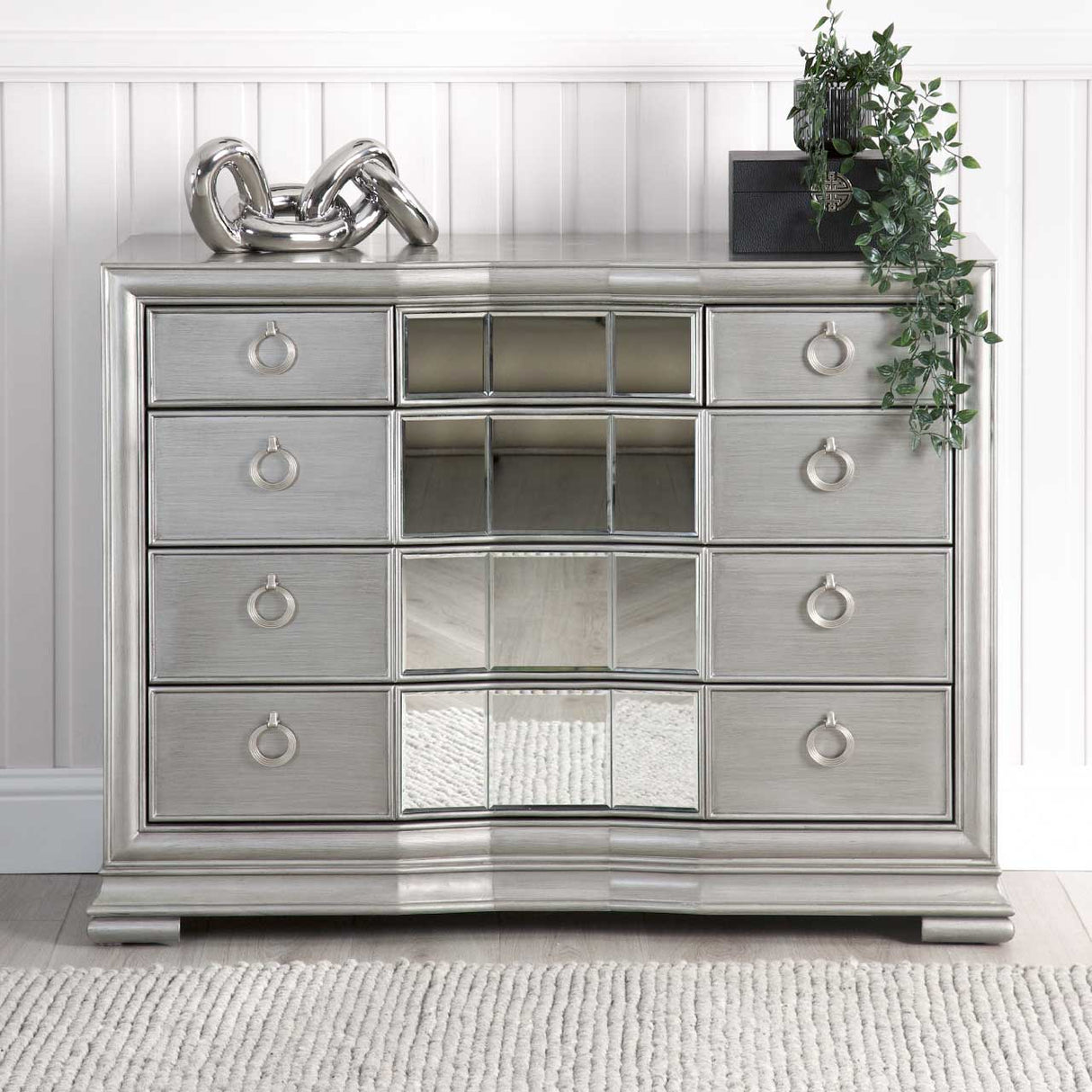 Lucca 5 Drawer Mirror Chest Grey