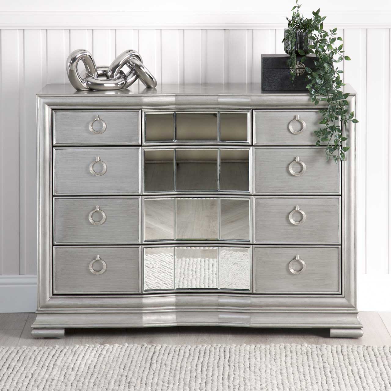 Lucca 5 Drawer Mirror Chest Grey