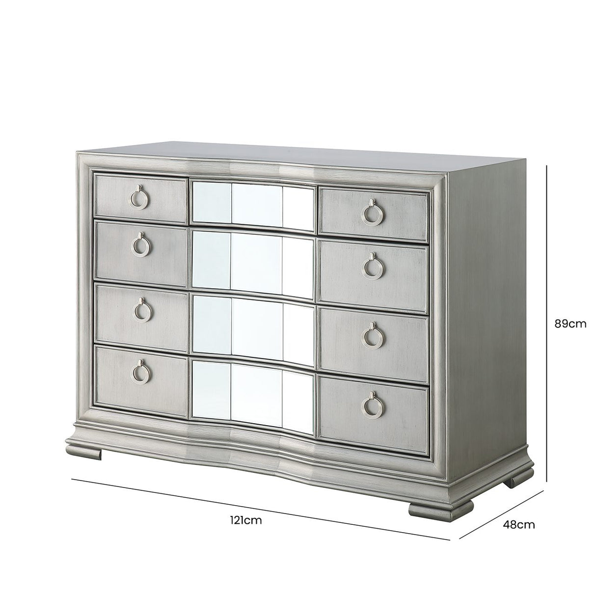 Lucca 5 Drawer Mirror Chest Grey