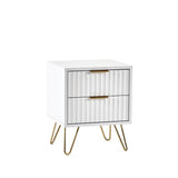 Murano 2 Drawer Bedside - White - MUR001