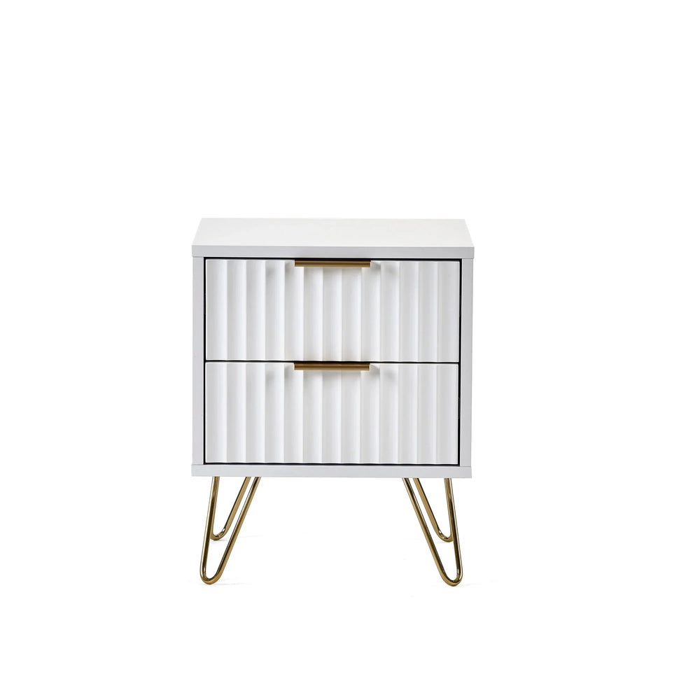 Murano 2 Drawer Bedside - White - MUR001