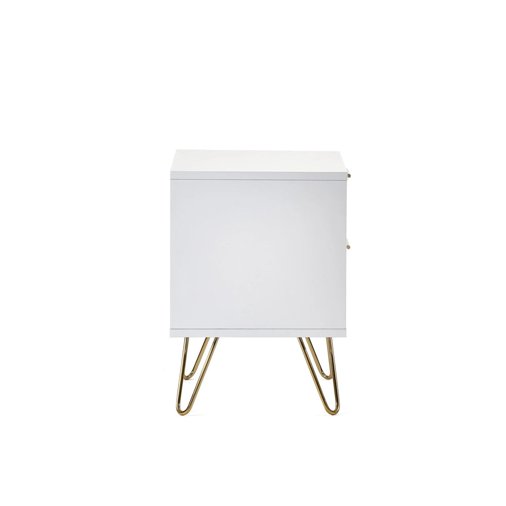 Murano 2 Drawer Bedside - White - MUR001