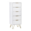Murano 5 Drawer Tallboy - White - MUR003