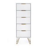Murano 5 Drawer Tallboy - White - MUR003