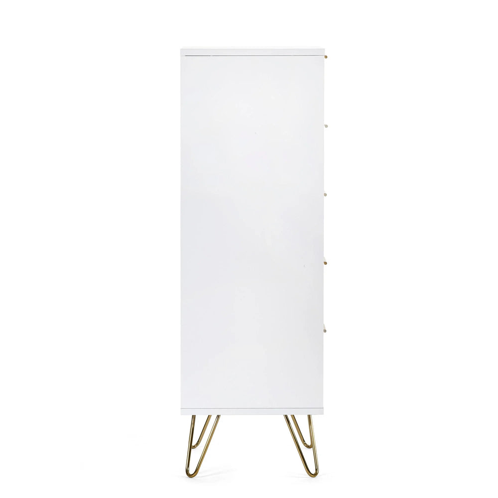 Murano 5 Drawer Tallboy - White - MUR003