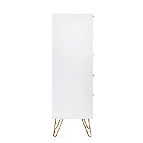 Murano 5 Drawer Tallboy - White - MUR003