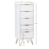 Murano 5 Drawer Tallboy - White - MUR003
