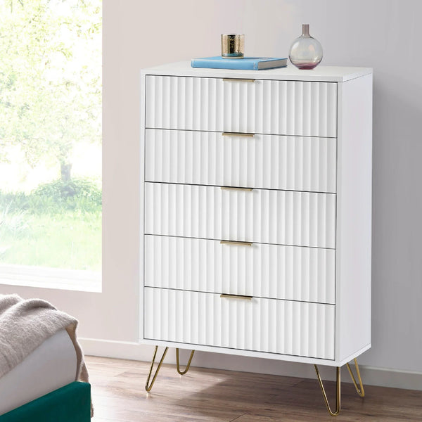 Murano 5 Drawer Chest - White - MUR004