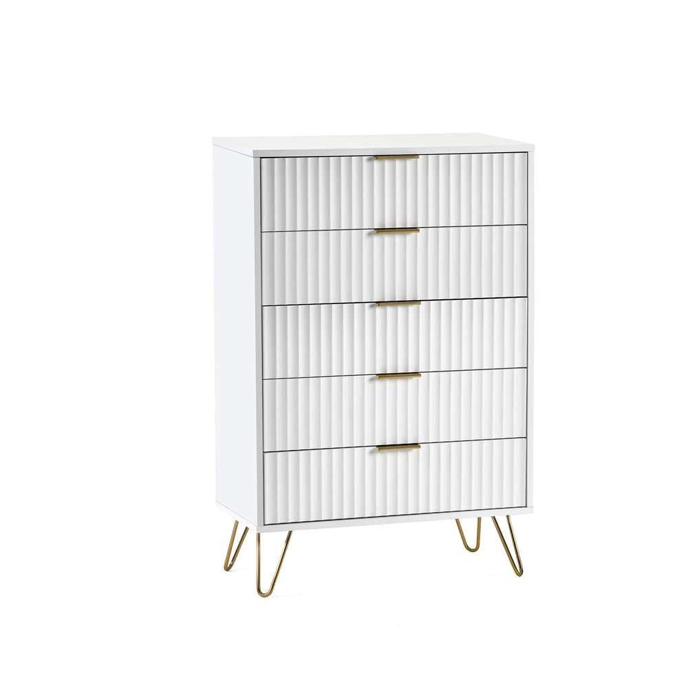 Murano 5 Drawer Chest - White - MUR004