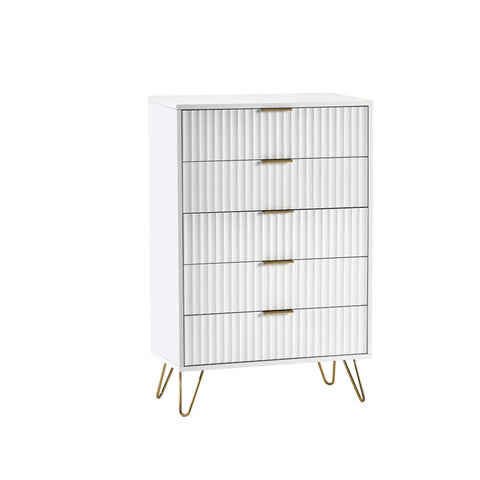 Murano 5 Drawer Chest - White - MUR004