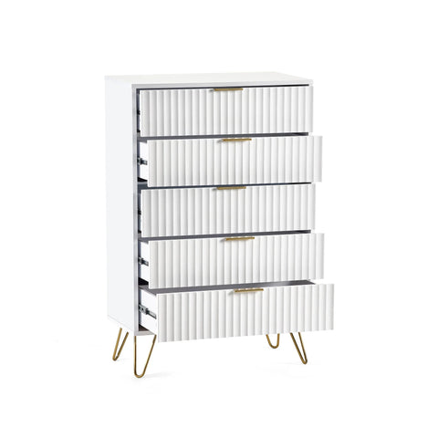 Murano 5 Drawer Chest - White - MUR004