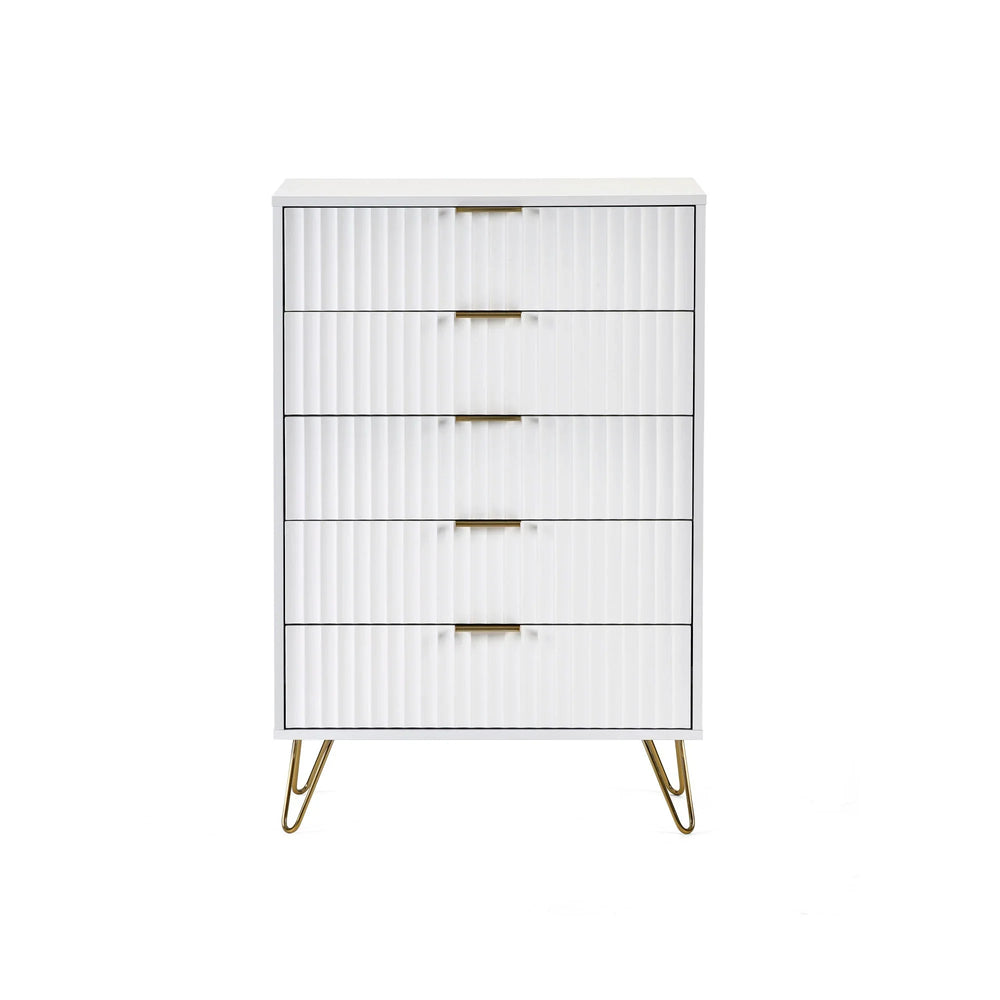 Murano 5 Drawer Chest - White - MUR004