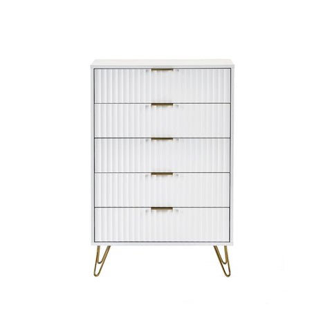 Murano 5 Drawer Chest - White - MUR004