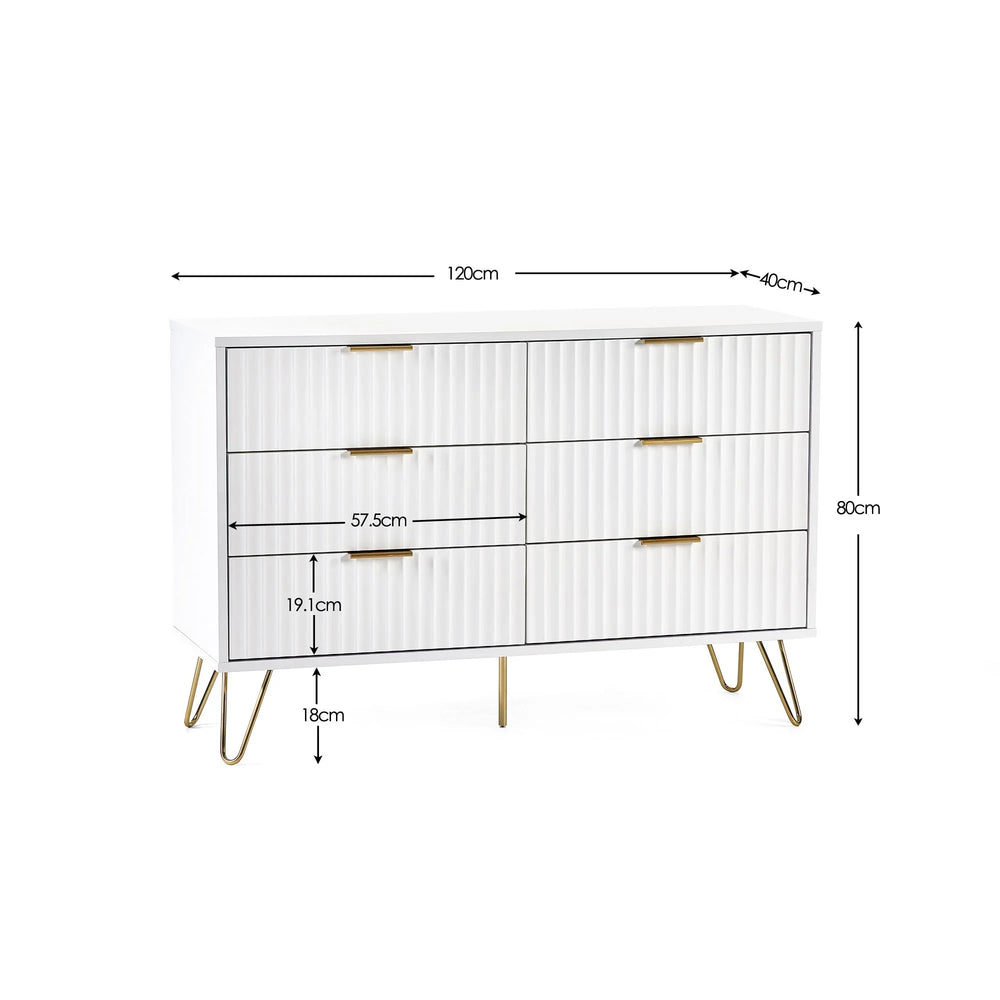 Murano 6 Drawer Chest - White - MUR005