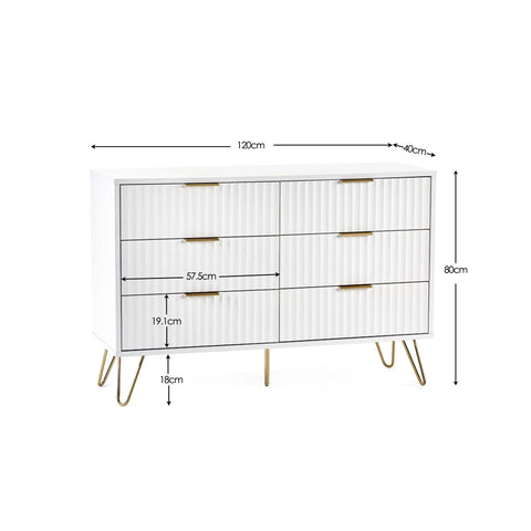 Murano 6 Drawer Chest - White - MUR005