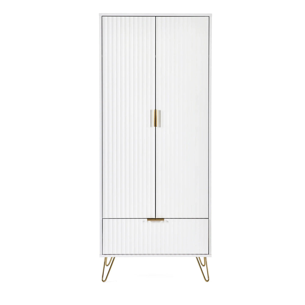 Murano 2 Door 1 Drawer Wardrobe - White - MUR006