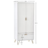 Murano 2 Door 1 Drawer Wardrobe - White - MUR006