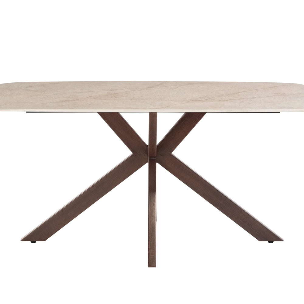 Elegant 1.8m Dining Table in Shakespeare Ivory with Wenge Legs