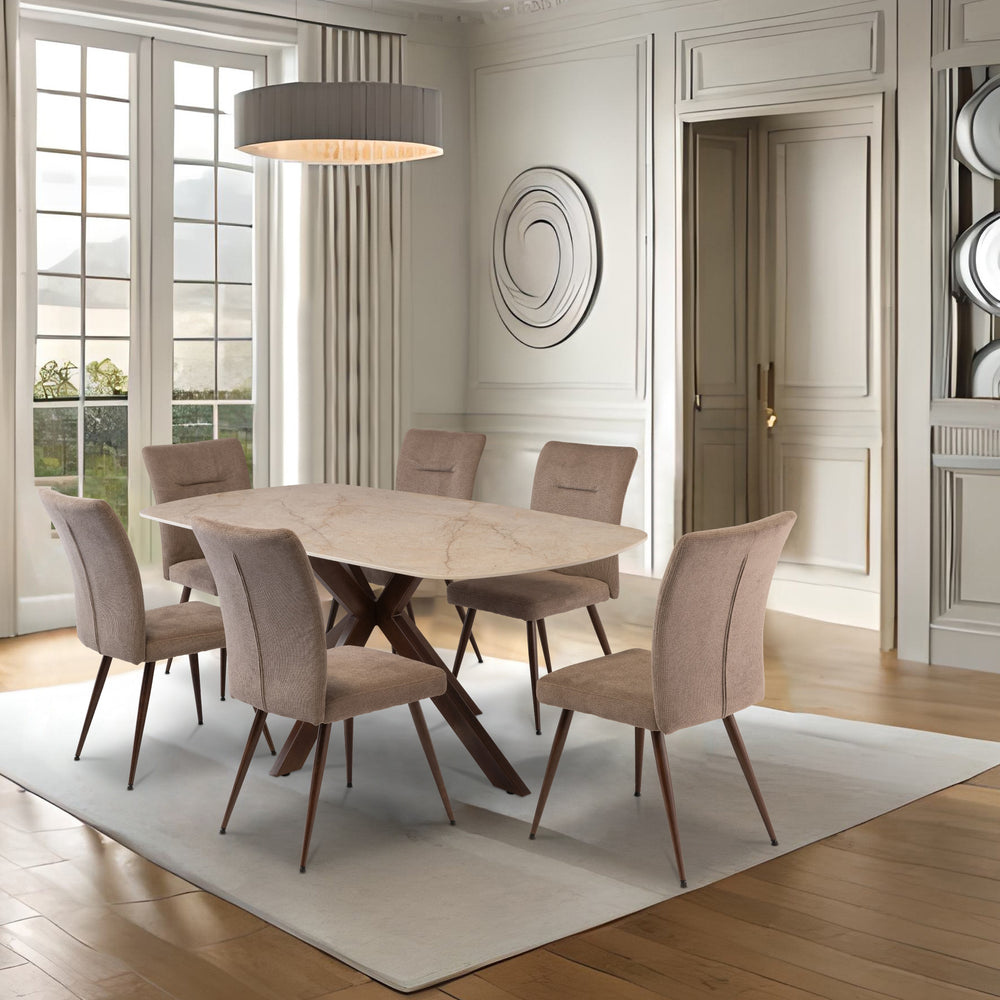 Mocha Fabric Dining Chair with Wenge Legs  Elegant Dining Furniture