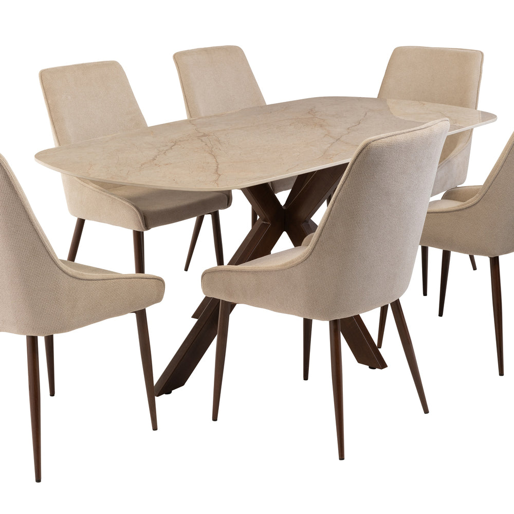 Mocha Fabric Dining Chair with Wenge Legs  Elegant Dining Furniture