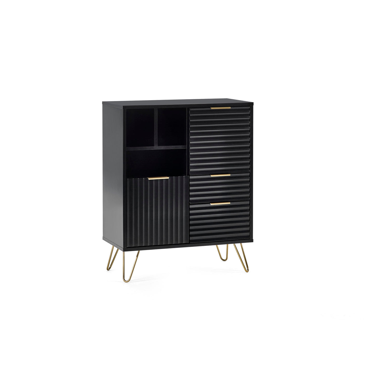 Murano 2 Door 2 Drawer Sideboard - Black - MUR105