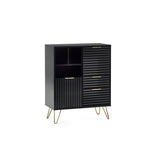 Murano 2 Door 2 Drawer Sideboard - Black - MUR105