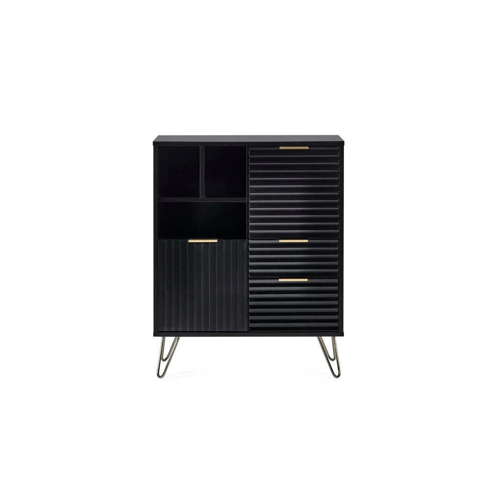 Murano 2 Door 2 Drawer Sideboard - Black - MUR105