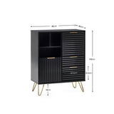 Murano 2 Door 2 Drawer Sideboard - Black - MUR105