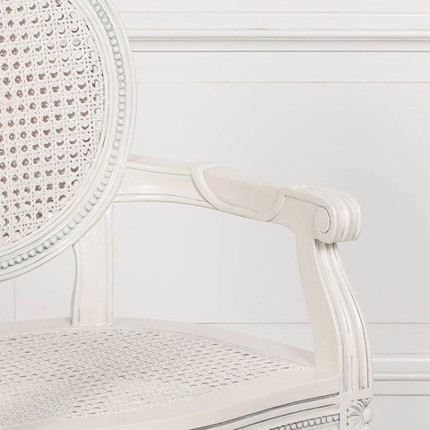 Off White Chateau Rattan Dining / Bedroom Arm Chair