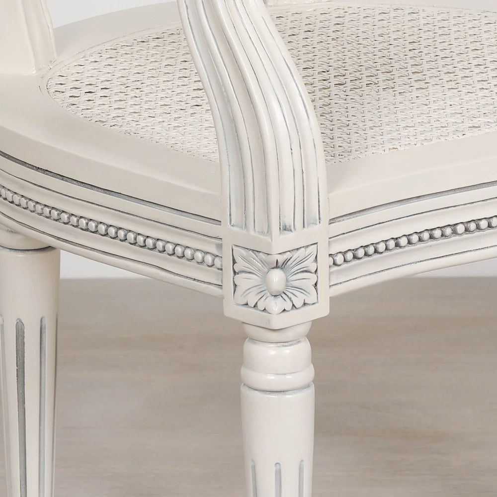 Off White Chateau Rattan Dining / Bedroom Arm Chair