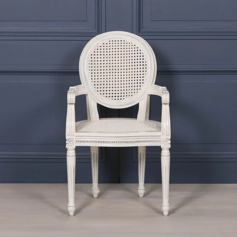 Off White Chateau Rattan Dining / Bedroom Arm Chair
