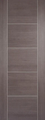 Medium grey laminate door with horizontal panel design, modern interior finish