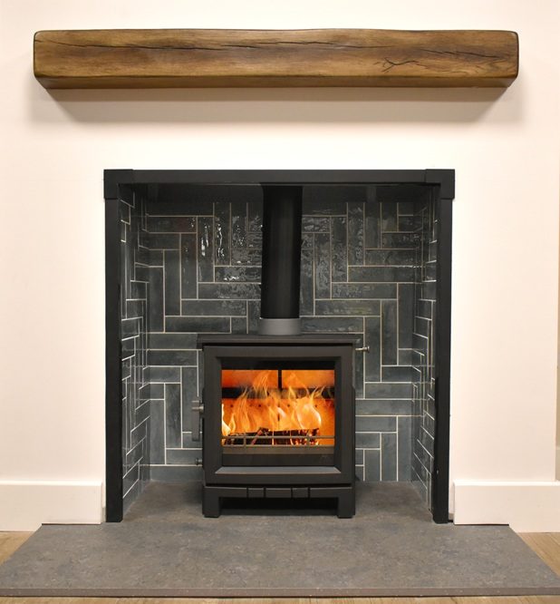 Side view of Mourne Summit 5 stove highlighting integrated air controls