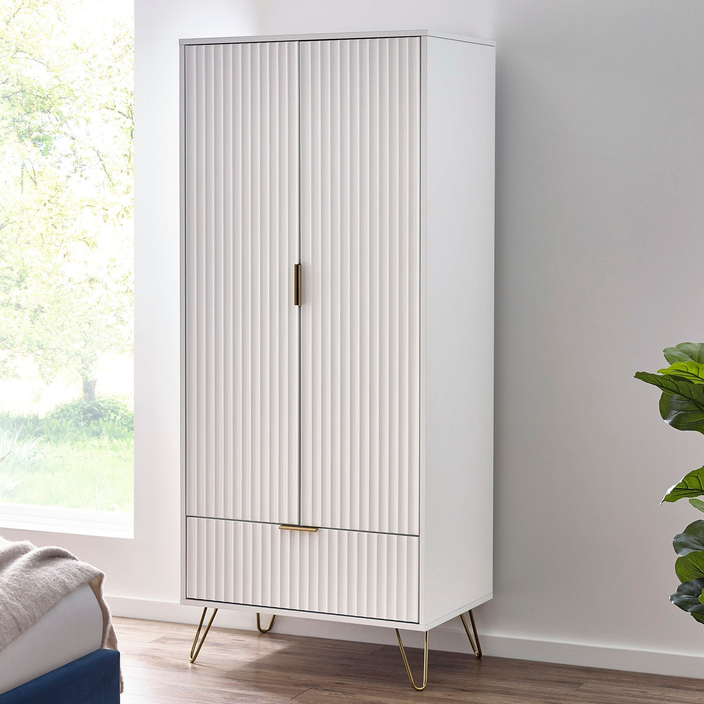 Murano 2 Door 1 Drawer Wardrobe - White - MUR006