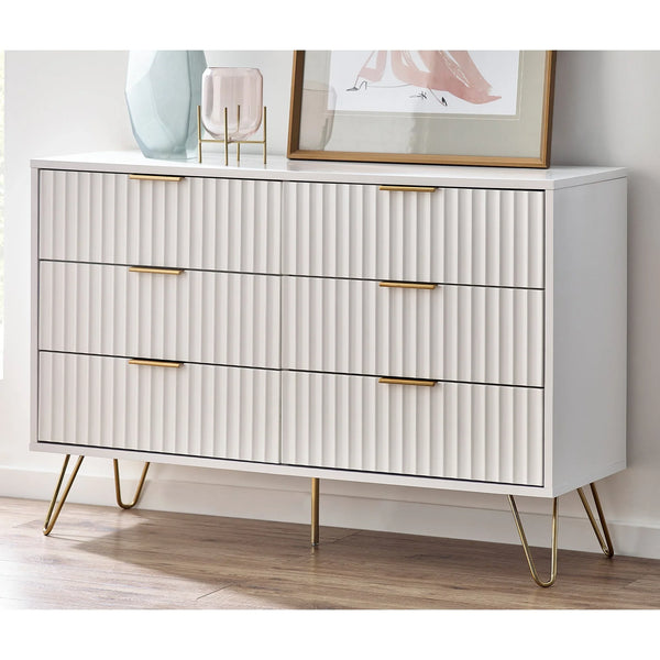 Murano 6 Drawer Chest - White - MUR005