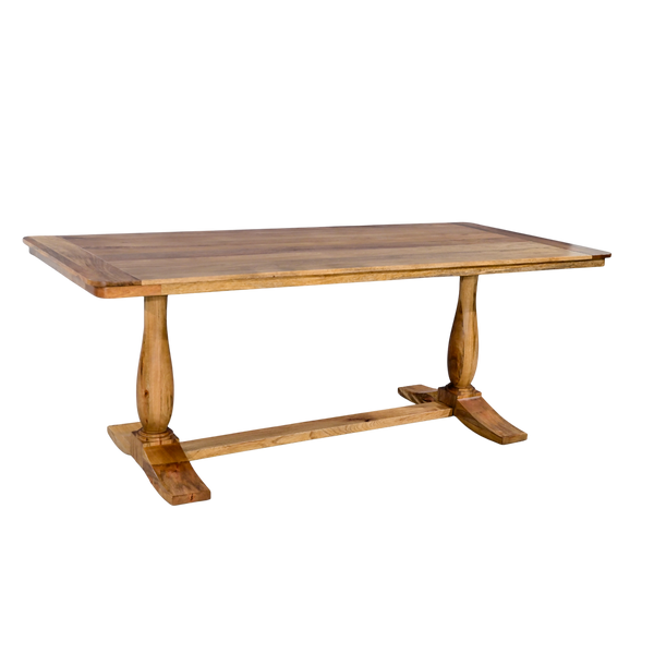 Wooden dining table on a white background