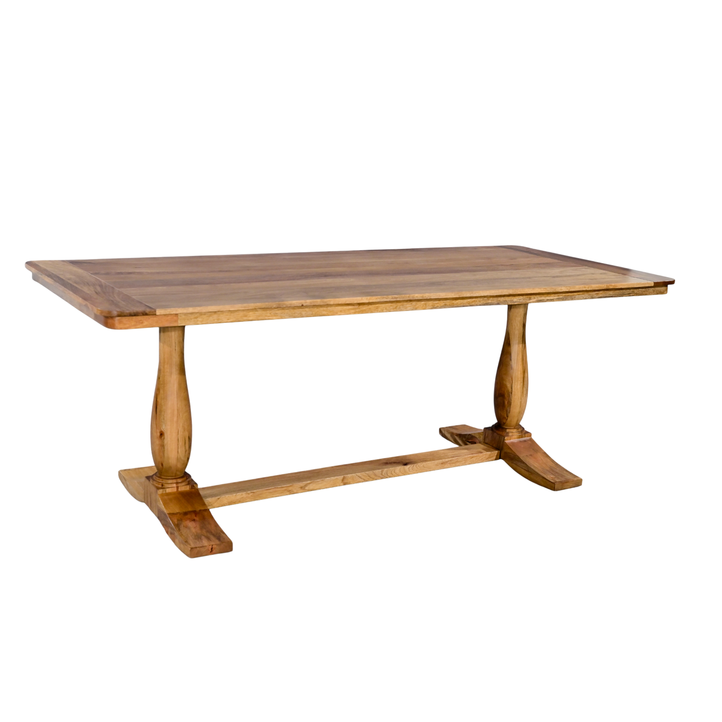 Wooden dining table on a white background
