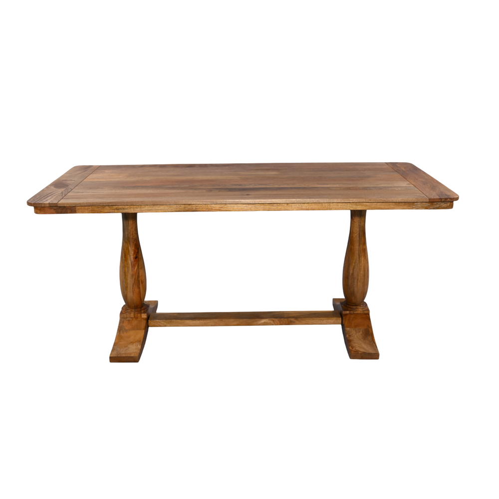 Wooden table with a rustic design on a white background