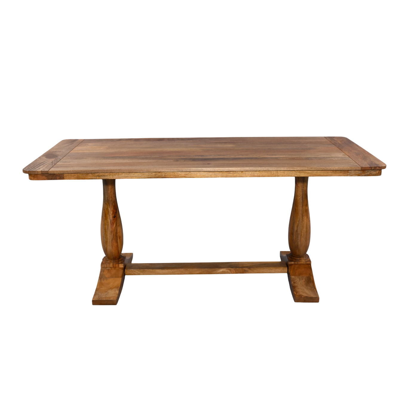 Wooden table with a rustic design on a white background