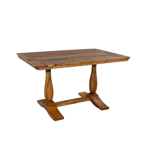 Wooden table with a rustic design on a white background