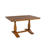 Wooden table with a rustic design on a white background