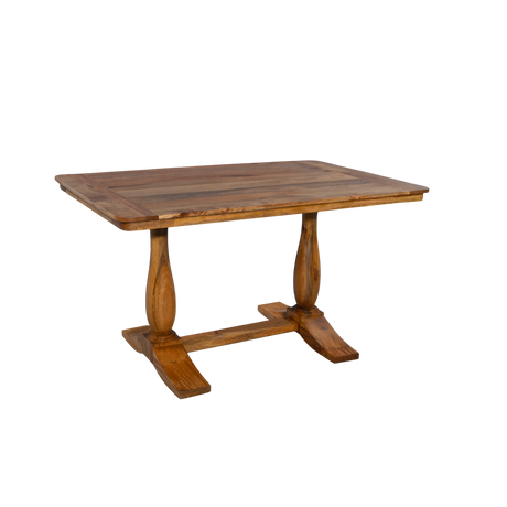 Wooden table with a rustic design on a white background