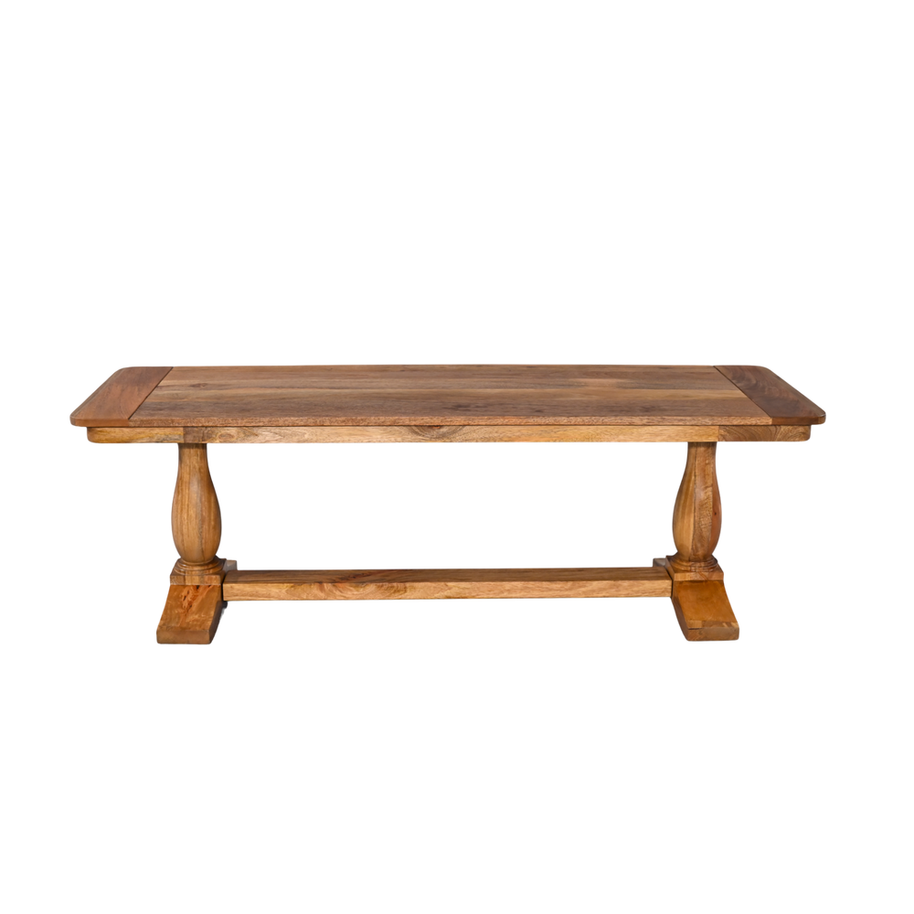 Wooden table with a rustic design on a white background