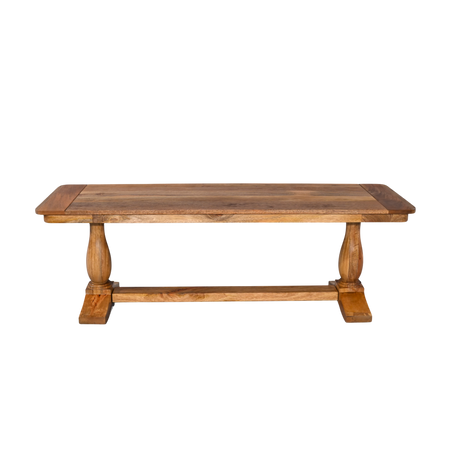 Wooden table with a rustic design on a white background