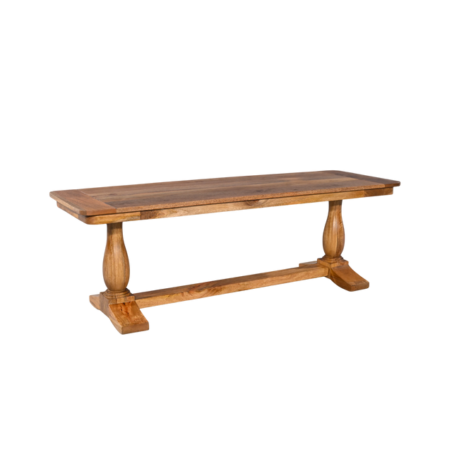Wooden table with a rustic design on a white background